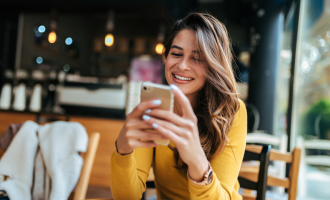 Young woman banking